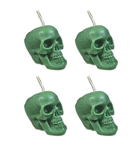 green skull candle 2 inches