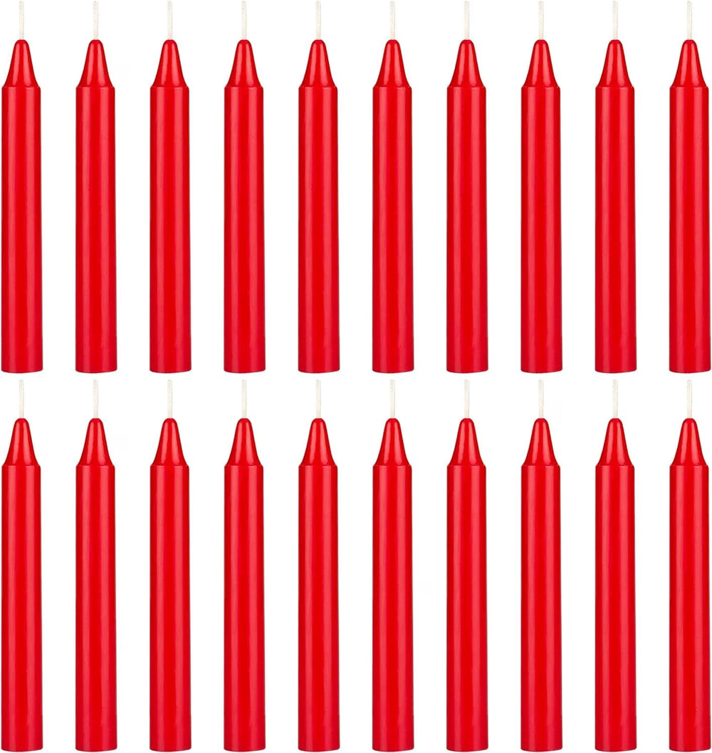 Red color candle set of 20, 4 inch long
