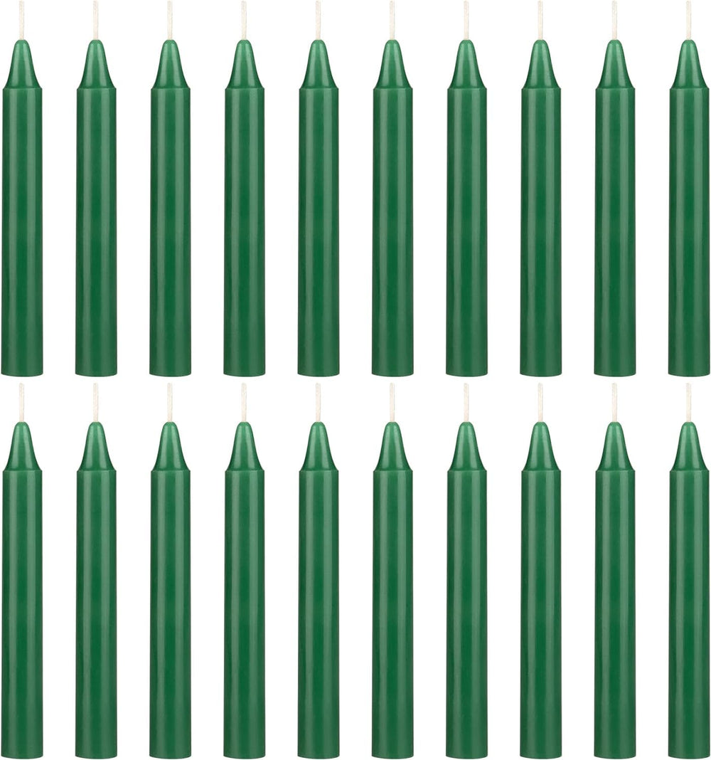 Green color candle set of 20, 4 inches