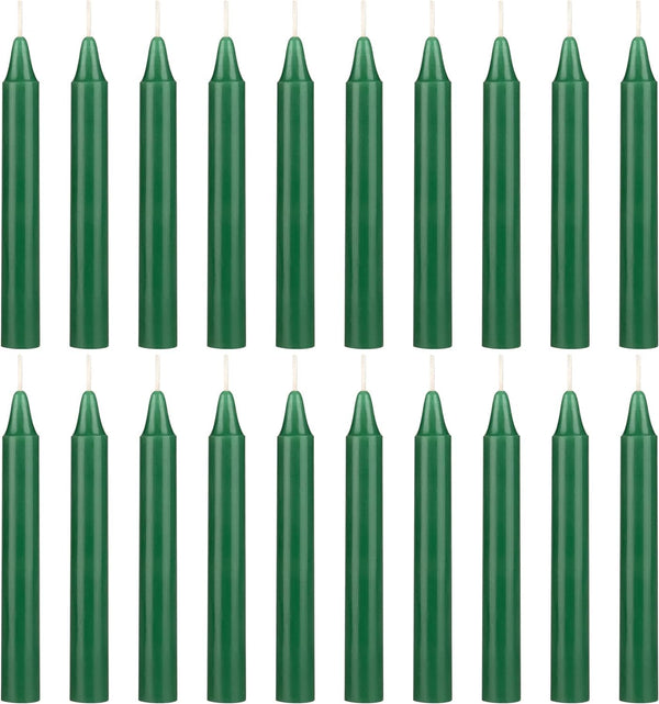 Green color candle set of 20, 4 inches