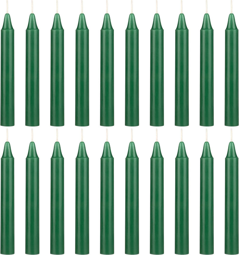 Green color candle set of 20, 4 inches