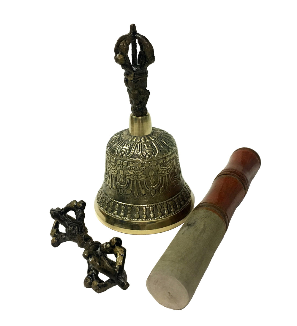 tibetal bell and dorje with striker 6 inches