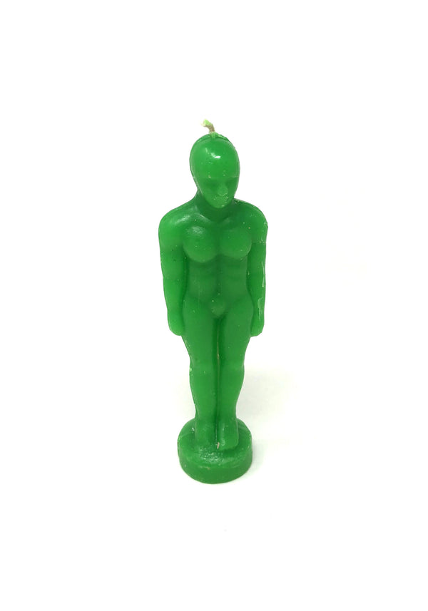 Green male figurine candle 6.5 inches