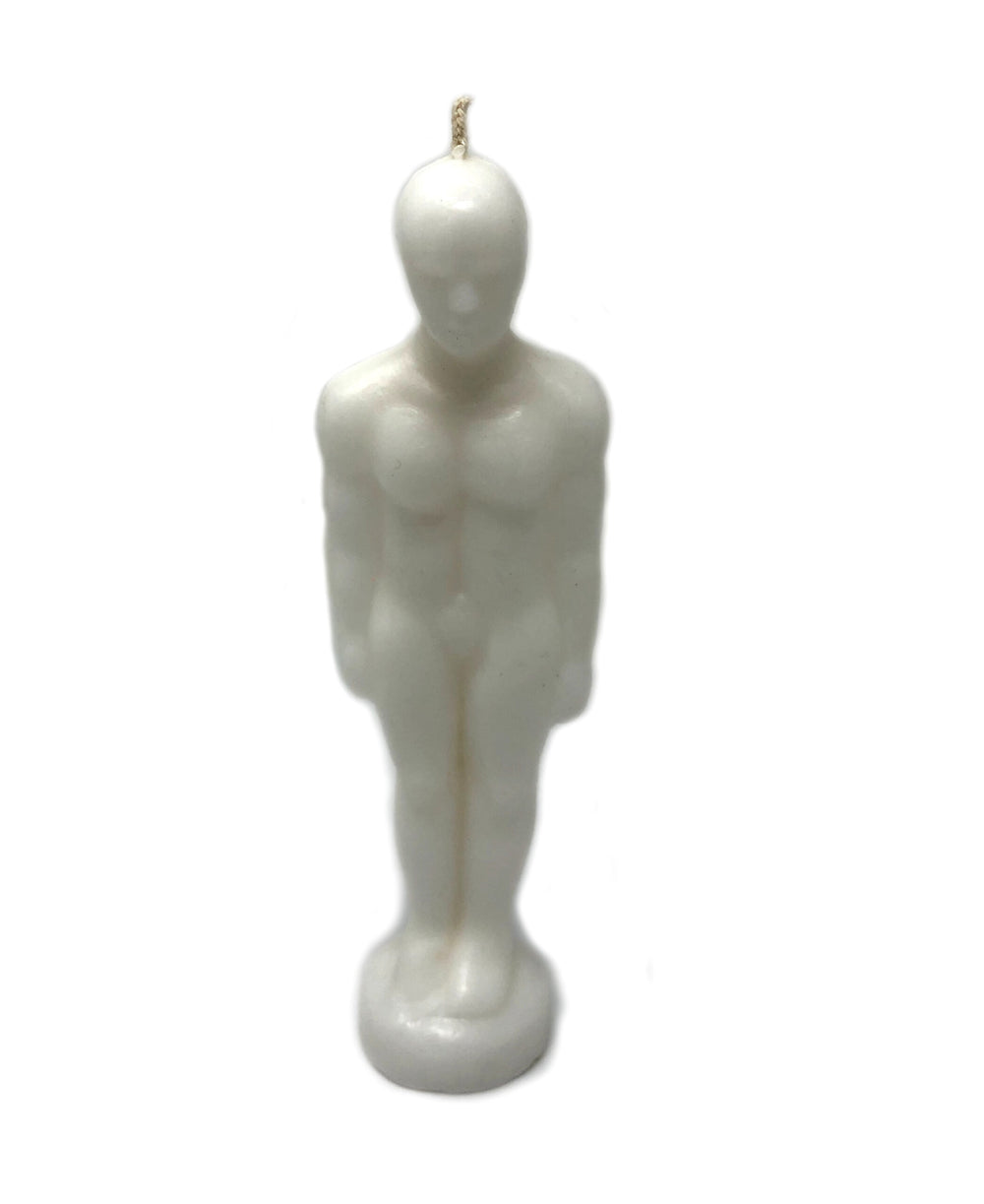white male figurine candle 6.5 inches