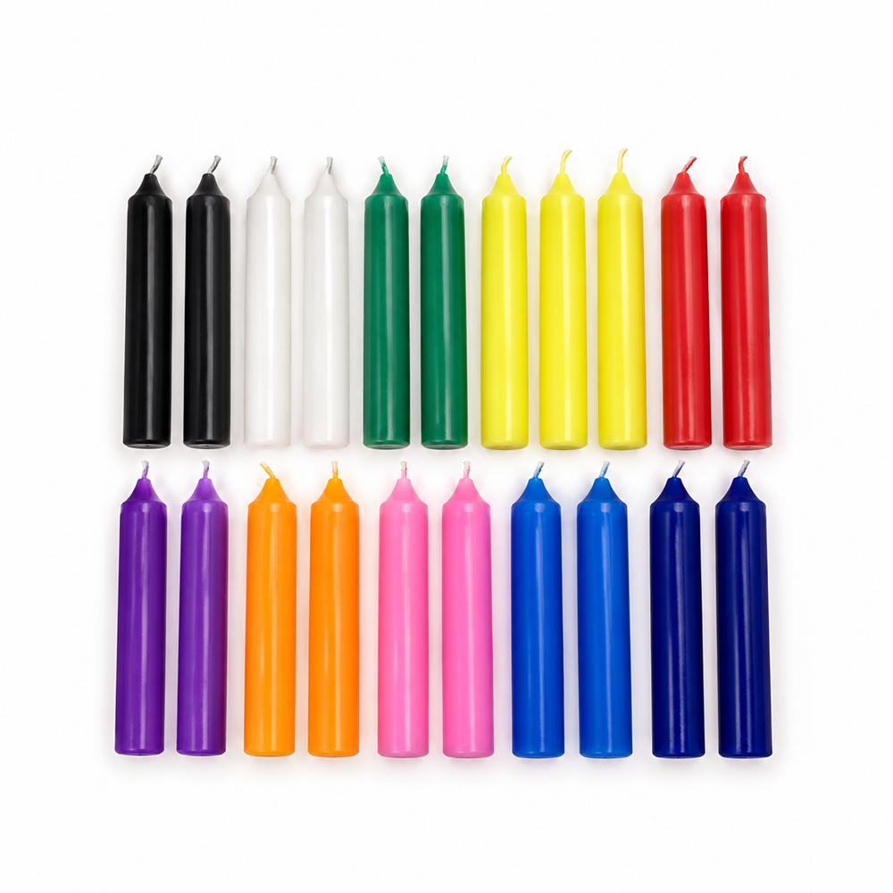 Multi color candle set of 20, 4 inch long