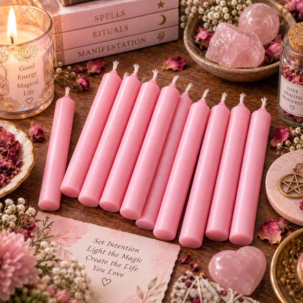 Pink color candle set of 20, 4 inch long