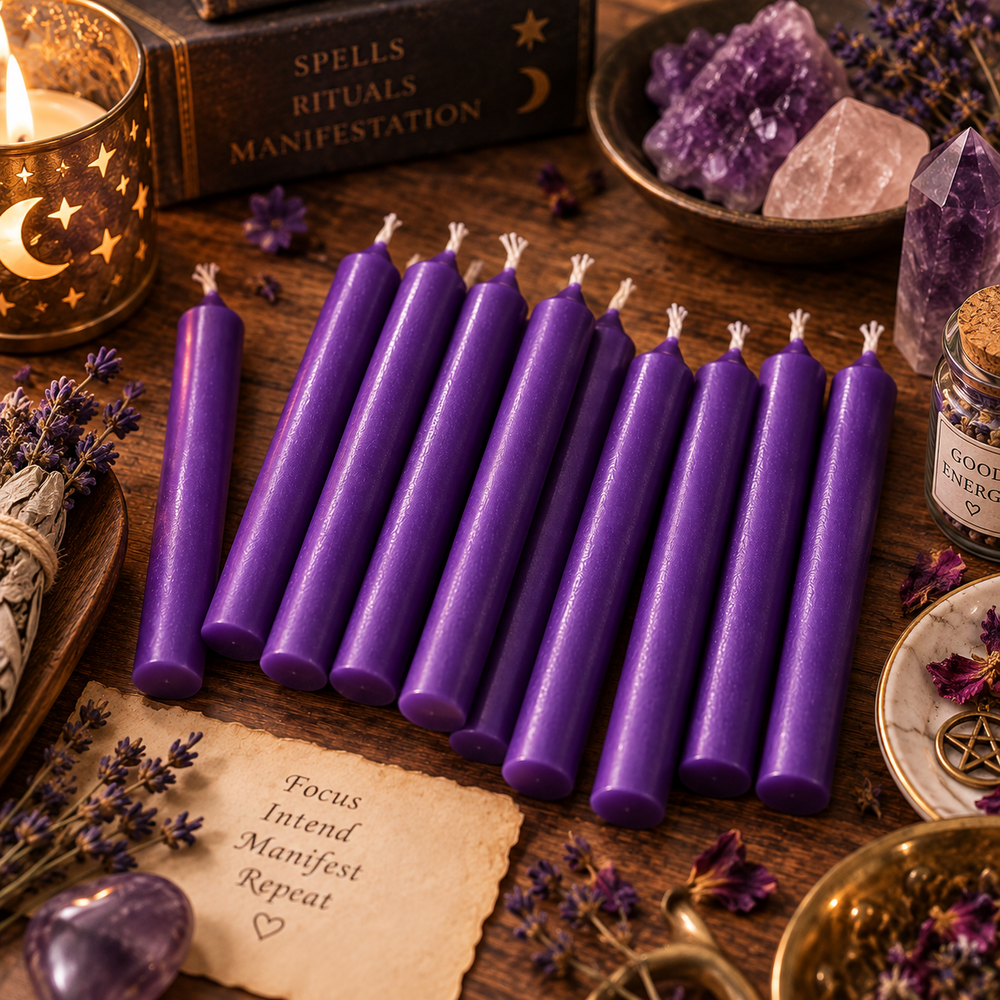 Purple color candle set of 20, 4 inch long
