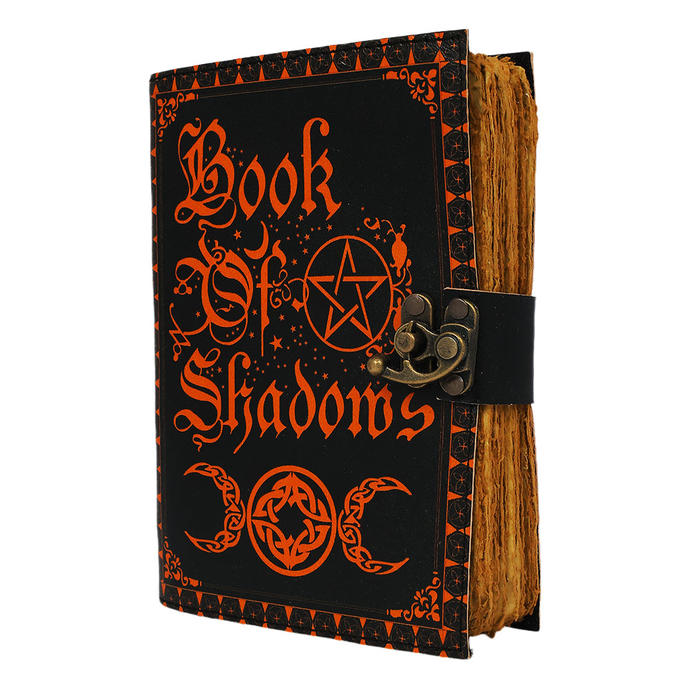 JOURNAL  Handmade Deckle Paper Journal Leather Cover with Clasp, approx. 200 Pages, Book of Shadows approx. 5″x7″