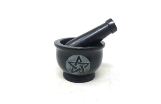 Mortar and Pestle With Pentacle Made of Soapstone