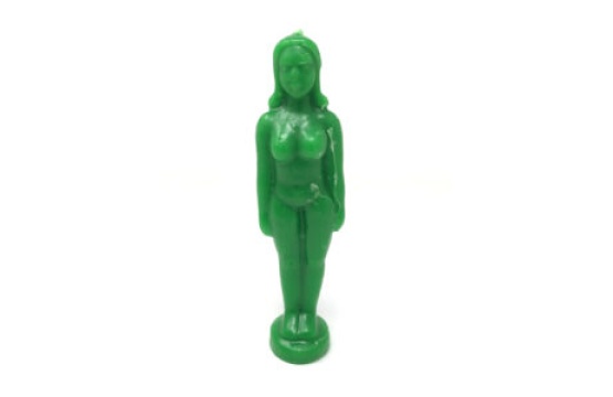 Green Female Figurine Candle 6.5 Inches