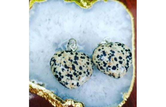 Dalmatian Jasper Heart Pendant