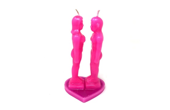 Pink Couple Candle 7 Inch