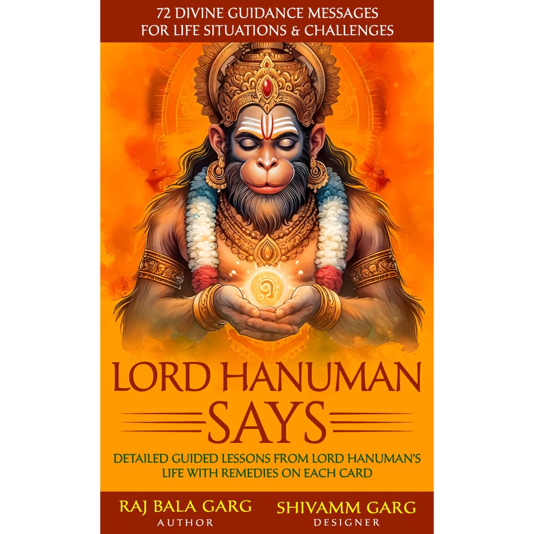 Lord Hanuman Oracle Cards Set - A 72 Full Color Cards (400gsm Thickness) Based on Lord hanuman's Life situations, Challenges & Learnings with Remedies